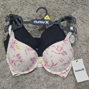 Hurley Black and Cream Underwire Bras with Molded Cups